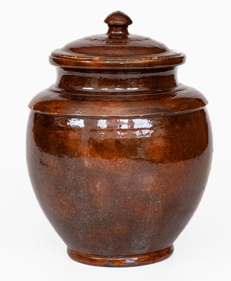 Very Rare Isaac Boyer, Adams County, PA, 1848 Lidded Redware Presentation Jar