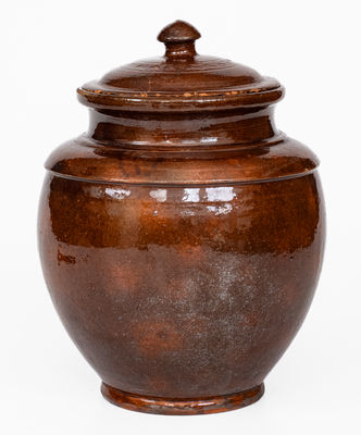 Very Rare Isaac Boyer, Adams County, PA, 1848 Lidded Redware Presentation Jar