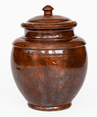 Very Rare Isaac Boyer, Adams County, PA, 1848 Lidded Redware Presentation Jar