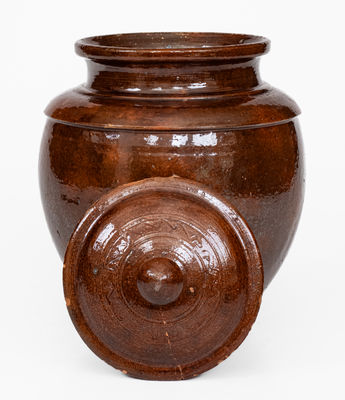 Very Rare Isaac Boyer, Adams County, PA, 1848 Lidded Redware Presentation Jar