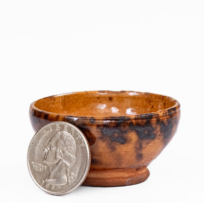Diminutive Redware Salt Cellar w/ Manganese Decoration, probably Pennsylvania