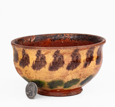 Mid-Atlantic Redware Bowl w/ Three-Color Slip Decoration, possibly Hagerstown, MD or John Bell