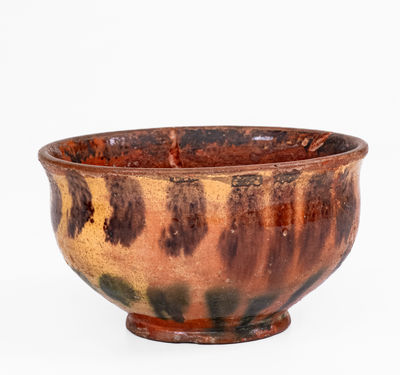 Mid-Atlantic Redware Bowl w/ Three-Color Slip Decoration, possibly Hagerstown, MD or John Bell