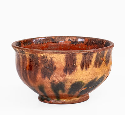 Mid-Atlantic Redware Bowl w/ Three-Color Slip Decoration, possibly Hagerstown, MD or John Bell