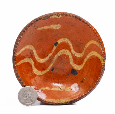 Small Pennsylvania Redware Plate w/ Yellow Slip, 19th century