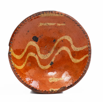 Small Pennsylvania Redware Plate w/ Yellow Slip, 19th century