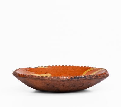 Small Pennsylvania Redware Plate w/ Yellow Slip, 19th century