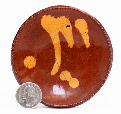 Miniature PA Redware Plate w/ Yellow Slip Decoration, 19th century