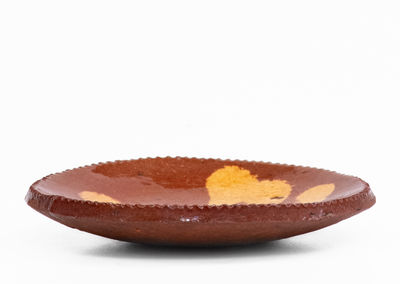 Miniature PA Redware Plate w/ Yellow Slip Decoration, 19th century