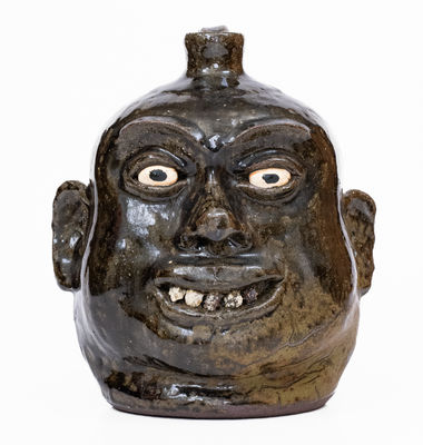 Lanier Meaders Alkaline-Glazed Stoneware Pottery Face Jug, c1975