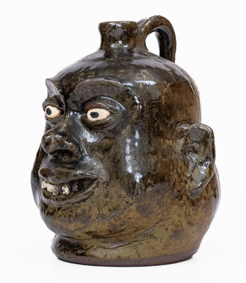 Lanier Meaders Alkaline-Glazed Stoneware Pottery Face Jug, c1975