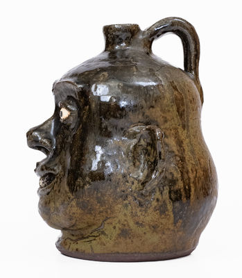 Lanier Meaders Alkaline-Glazed Stoneware Pottery Face Jug, c1975