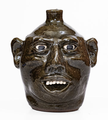 Lanier Meaders Alkaline-Glazed Stoneware Face Jug, circa 1985