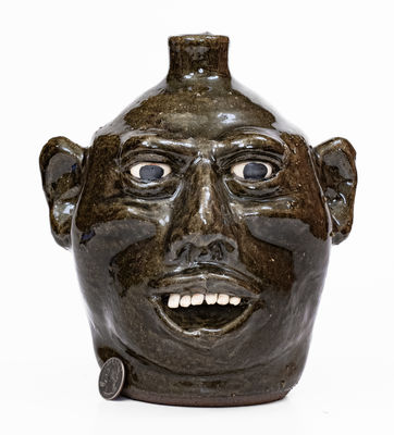 Lanier Meaders Alkaline-Glazed Stoneware Face Jug, circa 1985