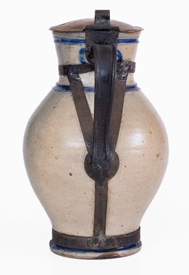 Wingender (Haddonfield, NJ) Stoneware Pitcher w/ Copper / Tin Make-Do Repair