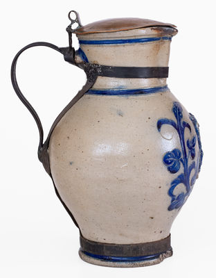 Wingender (Haddonfield, NJ) Stoneware Pitcher w/ Copper / Tin Make-Do Repair