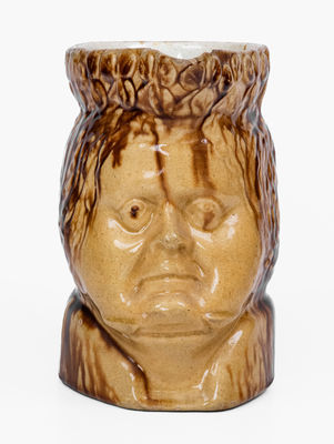 Unusual Yellowware Daniel O Connell Portrait Pitcher, Beech or Haig Pottery, Philadelphia, PA