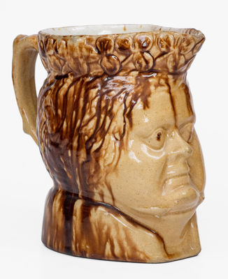 Unusual Yellowware Daniel O Connell Portrait Pitcher, Beech or Haig Pottery, Philadelphia, PA