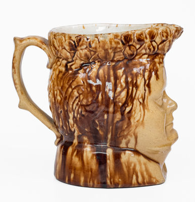 Unusual Yellowware Daniel O Connell Portrait Pitcher, Beech or Haig Pottery, Philadelphia, PA