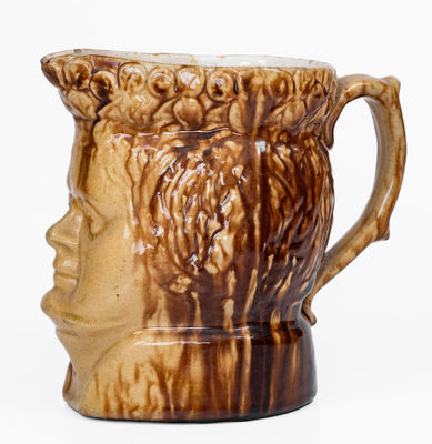 Unusual Yellowware Daniel O Connell Portrait Pitcher, Beech or Haig Pottery, Philadelphia, PA
