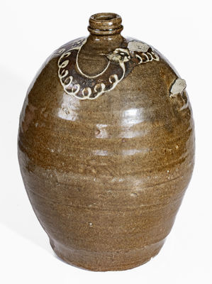 Scarce Two-Color Slip Edgefield District, SC Stoneware Jug, attrib. Collin Rhodes, Shaw s Creek
