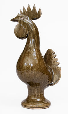 Edwin Meaders Alkaline-Glazed Rooster, Signed and Date 1/18/1987