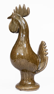 Edwin Meaders Alkaline-Glazed Rooster, Signed and Date 1/18/1987