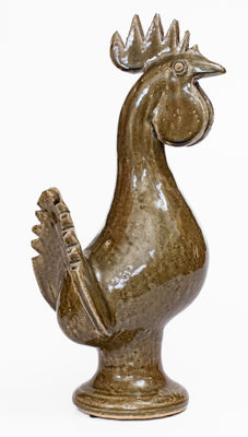 Edwin Meaders Alkaline-Glazed Rooster, Signed and Date 1/18/1987