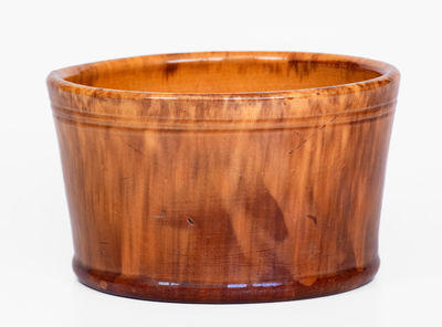 Fine JOHN BELL, Waynesboro, PA Glazed Redware Butter Tub