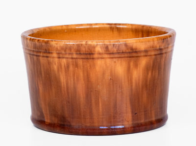 Fine JOHN BELL, Waynesboro, PA Glazed Redware Butter Tub