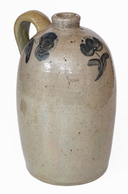 JOHN BELL / WAYNESBORO Celadon-Glazed Stoneware Jug w/ Cobalt Decoration