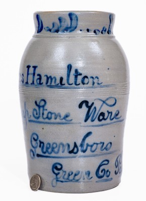 Extremely Rare Stoneware Jar with Cobalt Inscription, 
