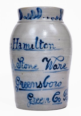 Extremely Rare Stoneware Jar with Cobalt Inscription, 