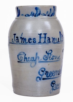 Extremely Rare Stoneware Jar with Cobalt Inscription, 