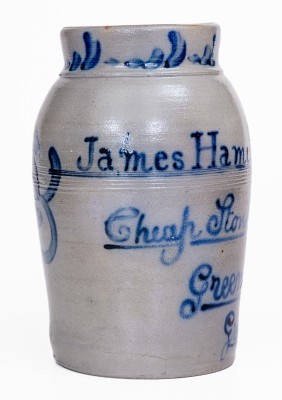 Extremely Rare Stoneware Jar with Cobalt Inscription, 