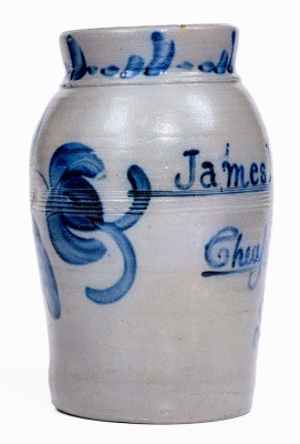 Extremely Rare Stoneware Jar with Cobalt Inscription, 