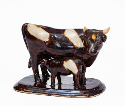 Stoneware Cow Figural Group, Monmouth, IL or Red Wing, MN