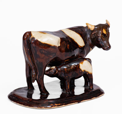 Stoneware Cow Figural Group, Monmouth, IL or Red Wing, MN