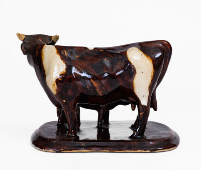 Stoneware Cow Figural Group, Monmouth, IL or Red Wing, MN