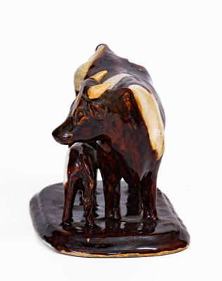 Stoneware Cow Figural Group, Monmouth, IL or Red Wing, MN