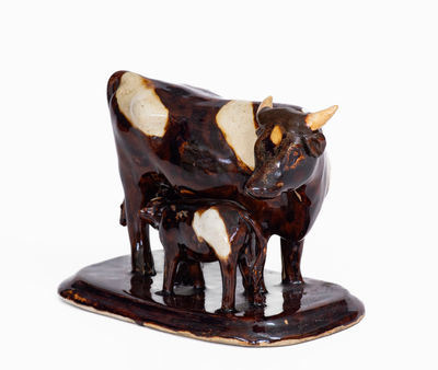 Stoneware Cow Figural Group, Monmouth, IL or Red Wing, MN