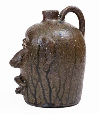 Fine Early-Period Alkaline-Glazed Stoneware Face Jug by Lanier Meaders, late 1960 s