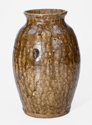 Fine Southern Alkaline-Glazed Stoneware Jar, probably Delay Family, Barrow County, GA, c1850-70