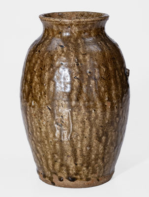 Fine Southern Alkaline-Glazed Stoneware Jar, probably Delay Family, Barrow County, GA, c1850-70