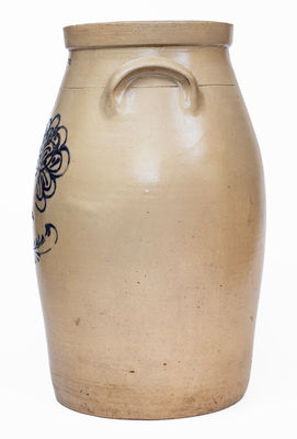 6 Gal. WHITES BINGHAMTON Stoneware Churn w/ Elaborate Floral Decoration