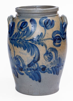 Baltimore Stoneware Jar w/ Elaborate Floral Decoration, circa 1830