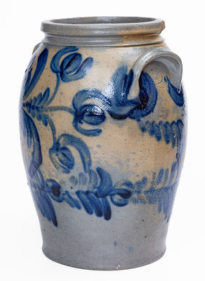 Baltimore Stoneware Jar w/ Elaborate Floral Decoration, circa 1830