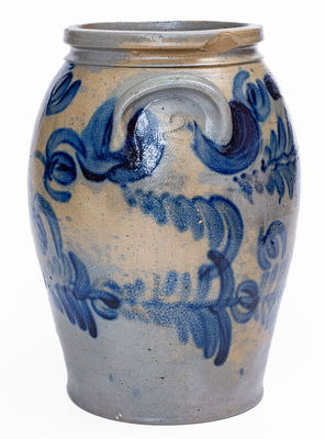 Baltimore Stoneware Jar w/ Elaborate Floral Decoration, circa 1830