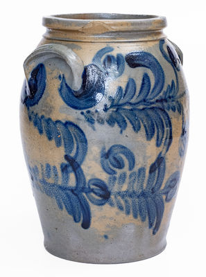 Baltimore Stoneware Jar w/ Elaborate Floral Decoration, circa 1830