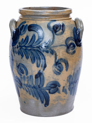 Baltimore Stoneware Jar w/ Elaborate Floral Decoration, circa 1830